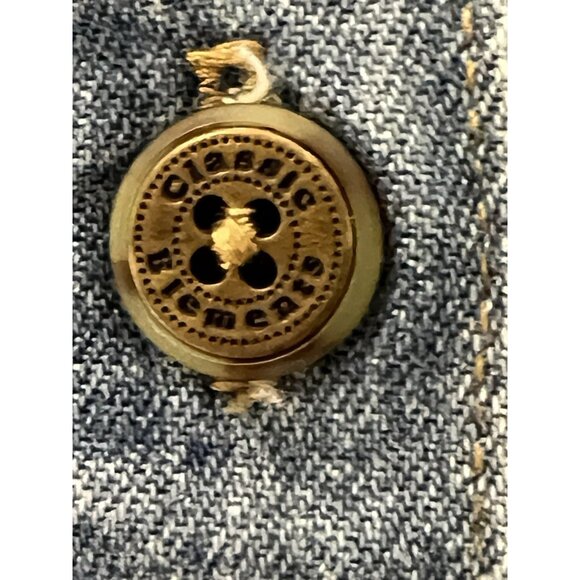 Classic Elements Pleated Button Down Skirt Lt. Wash Sz 10 Pockets Elastic Waist - Picture 5 of 10